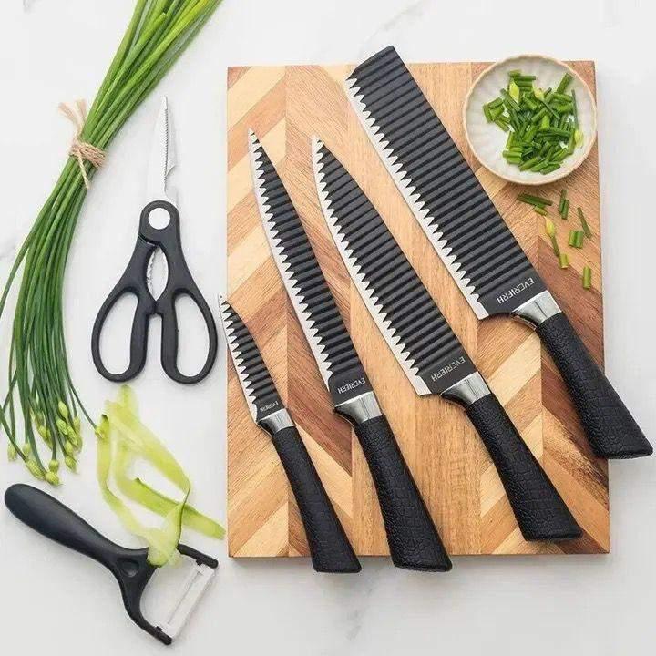 6 Pcs Wave Pattern Sharp Chef's Knife Set - Dewan Mart