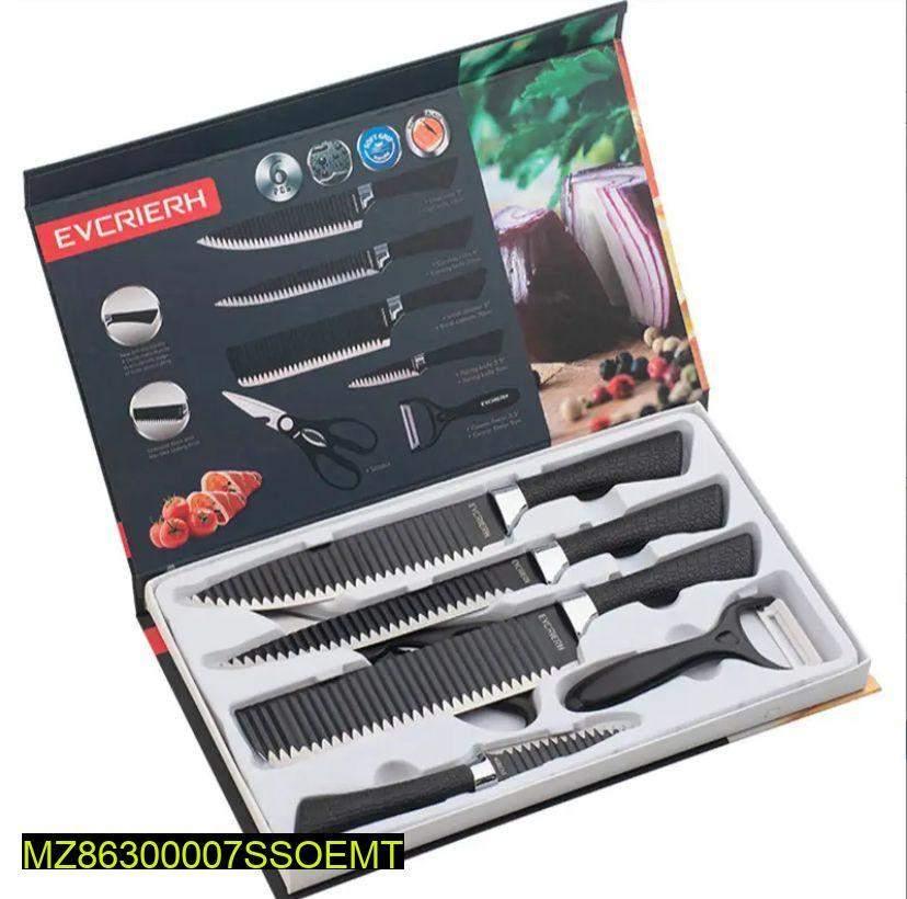 6 Pcs Wave Pattern Sharp Chef's Knife Set - Dewan Mart