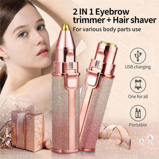 2-in-1 Eyebrow Trimmer & Facial Hair Remover Body Groomer - Dewan Mart