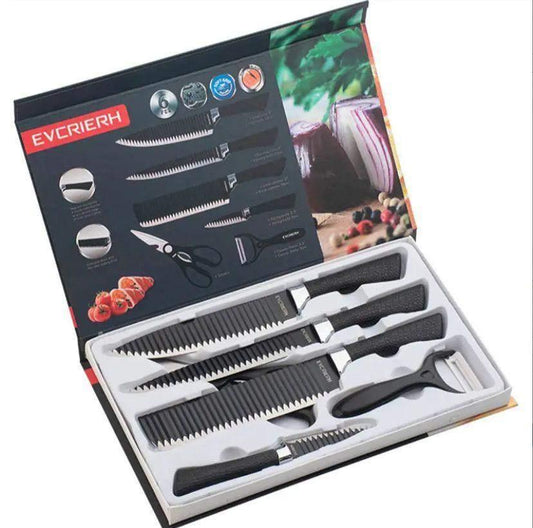6 Pcs Wave Pattern Sharp Chef's Knife Set - Dewan Mart
